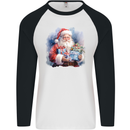 Traditional Santa Christmas Design Xmas Mens L/S Baseball T-Shirt White/Black