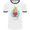 Peace Love Coffee Mens Ringer T-Shirt White/Black