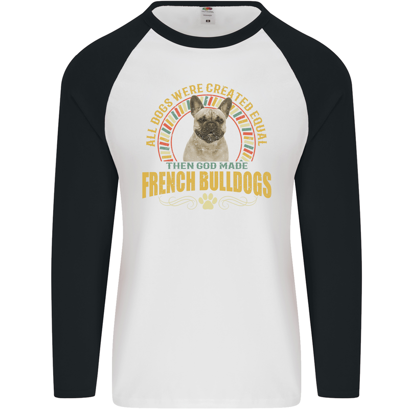A French Bulldog Dog Mens L/S Baseball T-Shirt White/Black