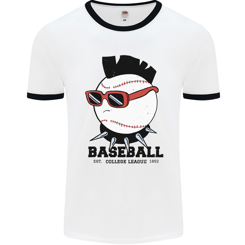 Baseball Punk Rocker Mens Ringer T-Shirt White/Black