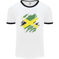 Torn Jamaican Flag Jamaica Day Football Mens Ringer T-Shirt White/Black