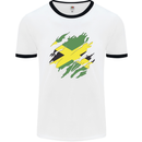 Torn Jamaican Flag Jamaica Day Football Mens Ringer T-Shirt White/Black