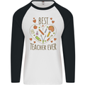 Best Teacher Ever Teaching Maths English Science Mens L/S Baseball T-Shirt White/Black