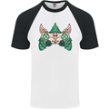 Christmas Elf Video Game Controller Joypad Xmas Mens S/S Baseball T-Shirt White/Black