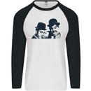 Laurel & Hardy AKA Dick and Doof Mens L/S Baseball T-Shirt White/Black