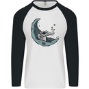 Cryptocurrency Mining the Moon Mens L/S Baseball T-Shirt White/Black