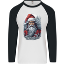 Christmas Samurai Shogun MMA Warrior Mens L/S Baseball T-Shirt White/Black