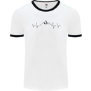 Mountain ECG Hiking Trekking Climbing Pulse Mens Ringer T-Shirt White/Black