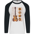 A Guitar Blueprint Music Rock n Roll Guitarist Mens L/S Baseball T-Shirt White/Black