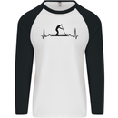Paddleboarding ECG Paddleboard Pulse Mens L/S Baseball T-Shirt White/Black