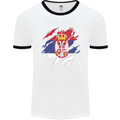 Torn Serbia Flag Serbia Day Football Mens Ringer T-Shirt White/Black