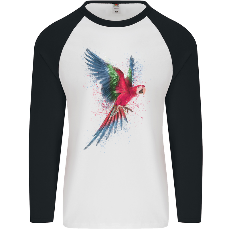 A Colourful Parrot Mens L/S Baseball T-Shirt White/Black