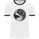 Alien Astronaut Yin Yang Space UFO Mens Ringer T-Shirt White/Black