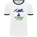 Torn Lesotho Flag Basotho Day Football Mens Ringer T-Shirt White/Black