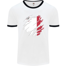 Torn Malta Flag Maltese Day Football Mens Ringer T-Shirt White/Black