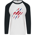 Gym The Union Jack Flag Claw Effect UK Mens L/S Baseball T-Shirt White/Black