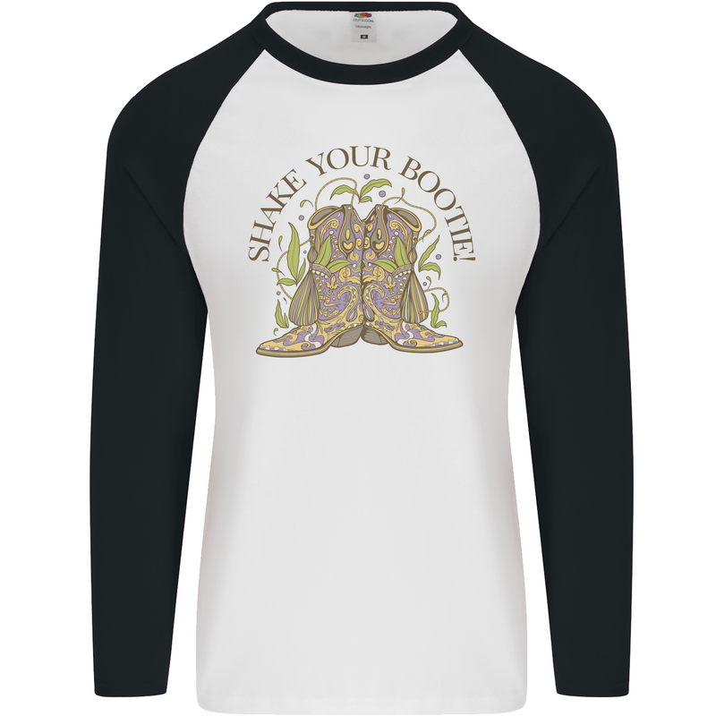 Mardi Gras Shake Your Bootie Mens L/S Baseball T-Shirt White/Black