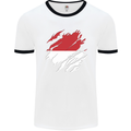 Torn Indonesia Flag Indonesian Day Football Mens Ringer T-Shirt White/Black