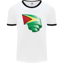 Curled Guyana Flag Guyanese Day Football Mens Ringer T-Shirt White/Black