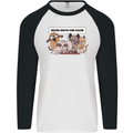 Sloth Board Games Funny Mens L/S Baseball T-Shirt White/Black