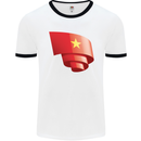 Curled Vietnam Flag Vietnamese Day Football Mens Ringer T-Shirt White/Black
