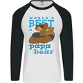 Worlds Best Papa Bear Fathers Day Mens L/S Baseball T-Shirt White/Black