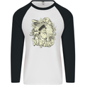 Old Sailor Octopus White Shark Captain Mens L/S Baseball T-Shirt White/Black