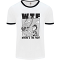 WTF Wheres the Fish Funny Fishing Fisherman Mens Ringer T-Shirt White/Black