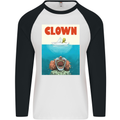 Jaws Funny Parody Clown Halloween Horror Mens L/S Baseball T-Shirt White/Black