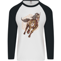 Steampunk Unicorn Mens L/S Baseball T-Shirt White/Black