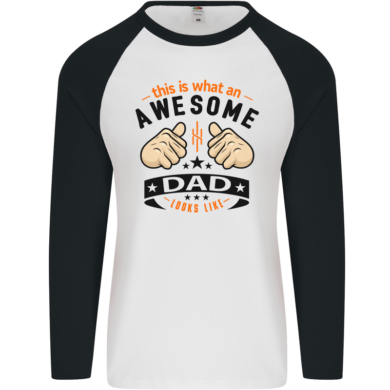 This Is What an Awesome Dad Mens L/S Baseball T-Shirt White/Black