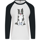 A Border Collie Mens L/S Baseball T-Shirt White/Black