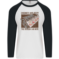 Engines & Beer Cars Hot Rod Mechanic Funny Mens L/S Baseball T-Shirt White/Black