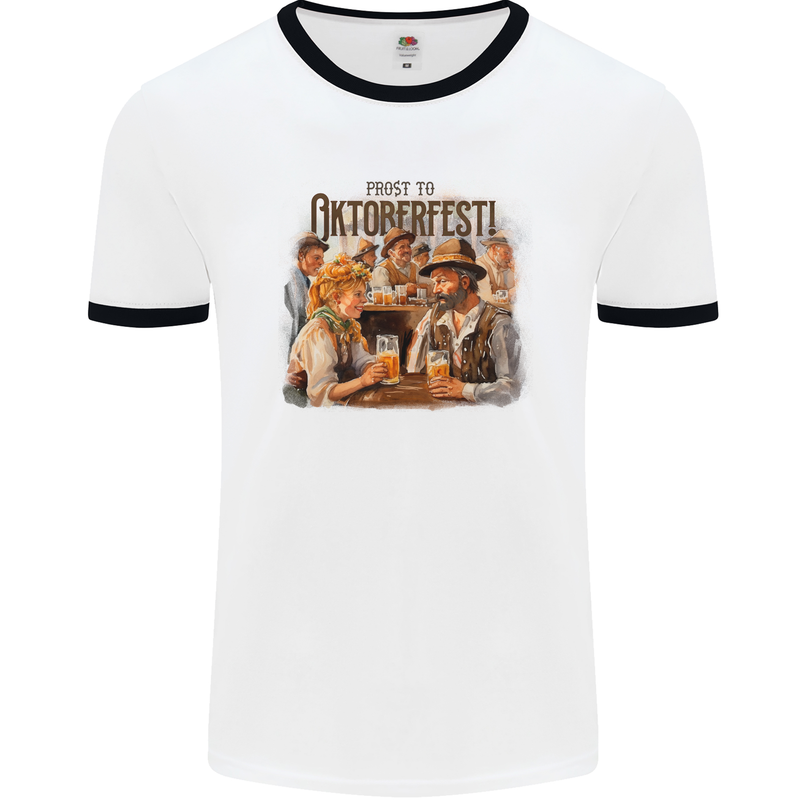 Prost to Oktoberfest German Beer Festival Mens Ringer T-Shirt White/Black