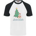 Santa Bunny Rabbit Christmas Xmas Mens S/S Baseball T-Shirt White/Black