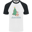 Santa Bunny Rabbit Christmas Xmas Mens S/S Baseball T-Shirt White/Black