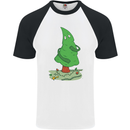 Naked Christmas Tree Funny Rude Xmas Naturist Mens S/S Baseball T-Shirt White/Black