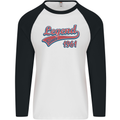 Legend Since 62nd Birthday 1961 Mens L/S Baseball T-Shirt White/Black