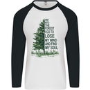 Into the Forest Outdoors Trekking Hiking Mens L/S Baseball T-Shirt White/Black