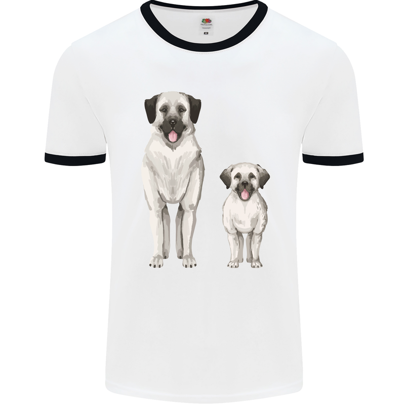 Anatolian Shepherd Dog and Puppy Mens Ringer T-Shirt White/Black
