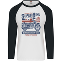 Motorcycle Superbike Birmingham U.K. Biker Mens L/S Baseball T-Shirt White/Black