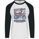 Motorcycle Superbike Birmingham U.K. Biker Mens L/S Baseball T-Shirt White/Black