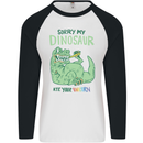 My Dinosaur Ate Your Unicorn T-Rex Funny Mens L/S Baseball T-Shirt White/Black