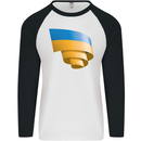 Curled Ukraine Flag Ukrainian Day Football Mens L/S Baseball T-Shirt White/Black