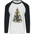 Funny Dog Christmas Tree Mens L/S Baseball T-Shirt White/Black