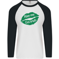 Kiss Me I'm Irish St. Patrick's Day Mens L/S Baseball T-Shirt White/Black