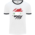 Torn Syria Flag Syrian Day Football Mens Ringer T-Shirt White/Black