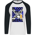 Blood Sweat Rugby and Beers Scotland Funny Mens L/S Baseball T-Shirt White/Black
