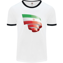 Curled Iran Flag Iranian Day Football Mens Ringer T-Shirt White/Black