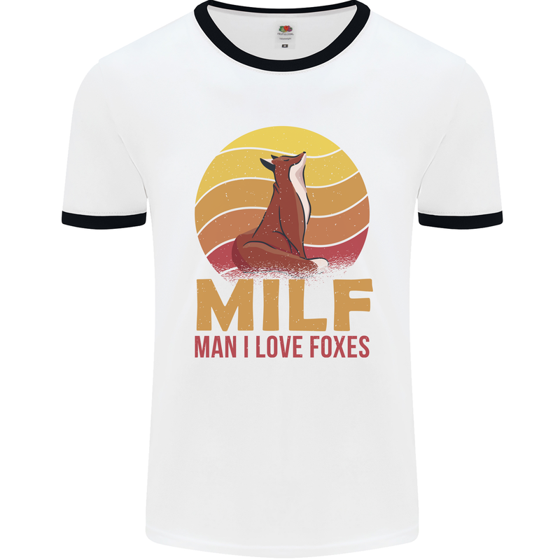 MILF Man I Love Foxes Fox Mens Ringer T-Shirt White/Black